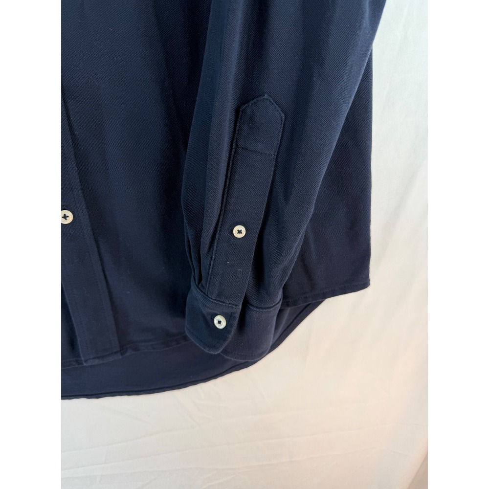 Polo Ralph Lauren Mens Featherweight Mesh Button Down Shirt Navy Blue Large - Picture 2 of 7